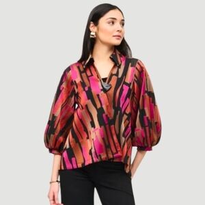 NWOT Joseph Ribkoff 10 Modern Contemporary Abstract Jacquard Swing Jacket